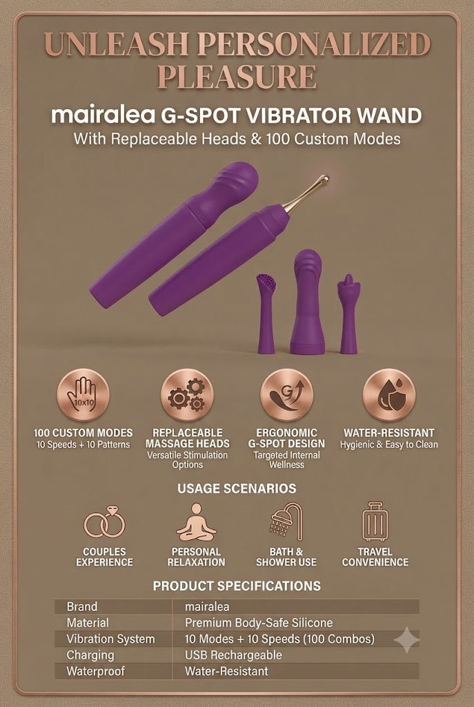G-Spot Vibrator Wand | 2 in 1 Clitoral & Nipple Massager for Women - Mairalea