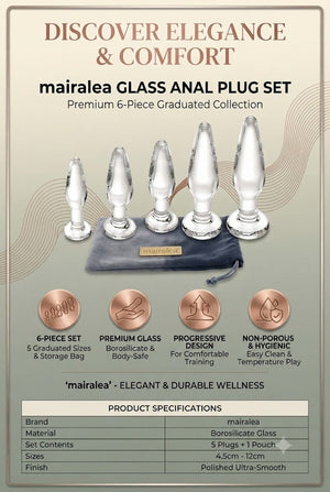 Glass Anal Plug Set of 3 | Borosilicate Butt Plugs for Temperature Play & Training - Mairalea