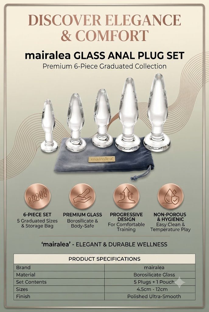 Glass Anal Plug Set of 3 | Borosilicate Butt Plugs for Temperature Play & Training - Mairalea