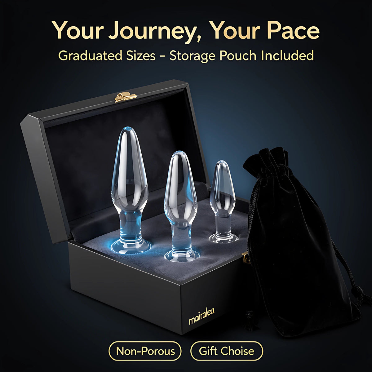 Glass Anal Plug Set of 3 | Borosilicate Butt Plugs for Temperature Play & Training - Mairalea