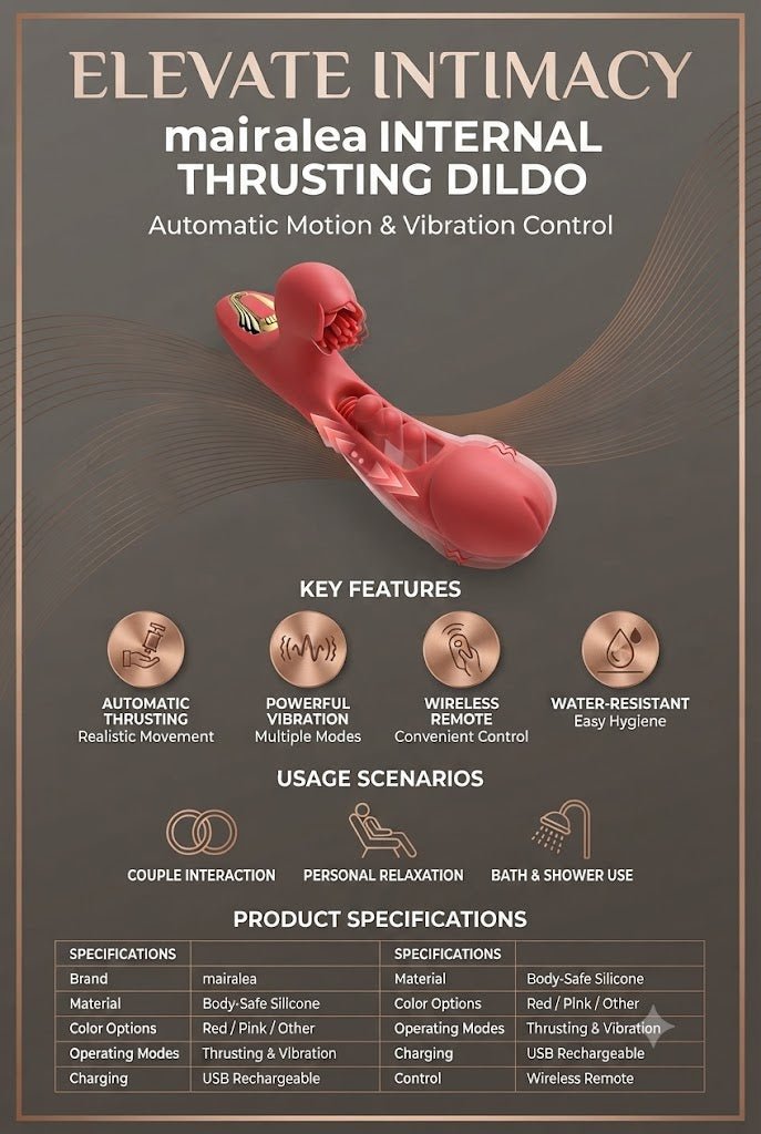 Internal Thrusting Dildo Rabbit Vibrator for Women, Dual Motor G-Spot & Clitoral Stimulator, 9 Modes - Mairalea