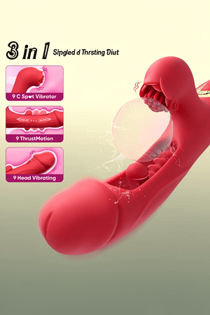 Internal Thrusting Realistic Dildo for Women, Rabbit Vibrator, G-Spot Dildo | Dual-motor rabbit dildo with clitoral stimulation, rose-inspired design, and 9 thrusting & vibration modes. - Mairalea