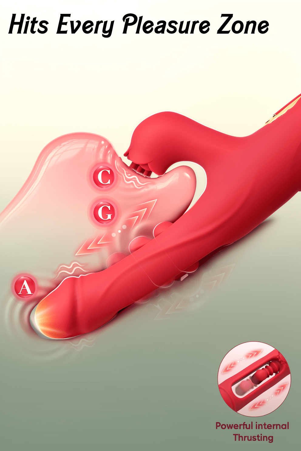 Internal Thrusting Realistic Dildo for Women, Rabbit Vibrator, G-Spot Dildo | Dual-motor rabbit dildo with clitoral stimulation, rose-inspired design, and 9 thrusting & vibration modes. - Mairalea