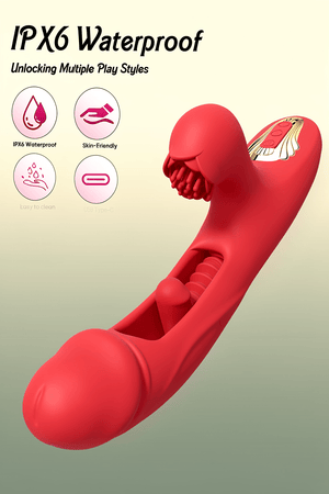 Internal Thrusting Realistic Dildo for Women, Rabbit Vibrator, G-Spot Dildo | Dual-motor rabbit dildo with clitoral stimulation, rose-inspired design, and 9 thrusting & vibration modes. - Mairalea
