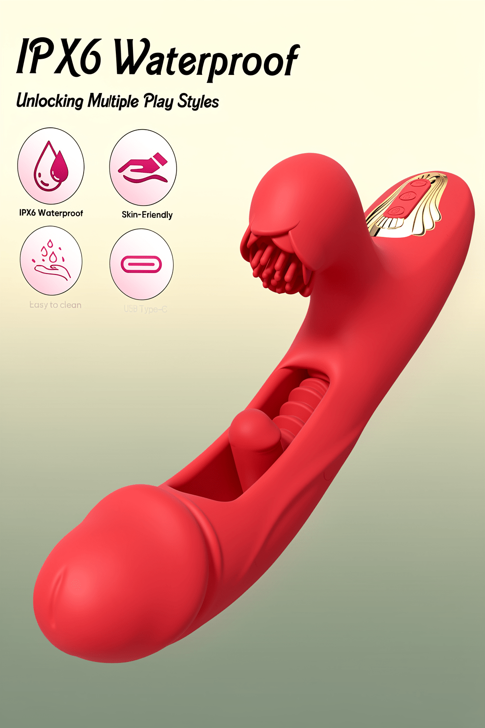 Internal Thrusting Realistic Dildo for Women, Rabbit Vibrator, G-Spot Dildo | Dual-motor rabbit dildo with clitoral stimulation, rose-inspired design, and 9 thrusting & vibration modes. - Mairalea
