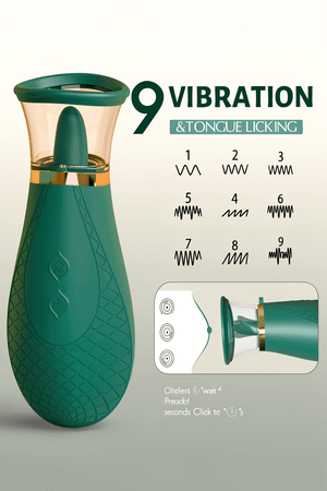 Jesbenna Clitoral Sucking Vibrator Sex Toys, 3 Sucking 9 Licking Modes Nipples Clit Sucker for Quick Orgasm, Tongue Vibrators Adult Toys for Women Couples, Green (S337) - Mairalea