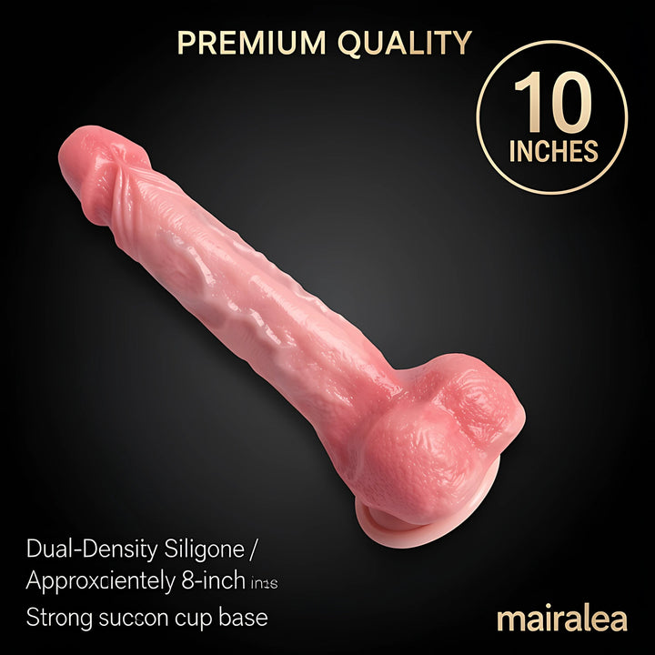 Kstert 10 Inch Dildo – Realistic Dual Density Silicone with Suction Cup Base - Mairalea