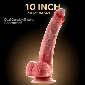 Kstert 10 Inch Dildo – Realistic Dual Density Silicone with Suction Cup Base - Mairalea