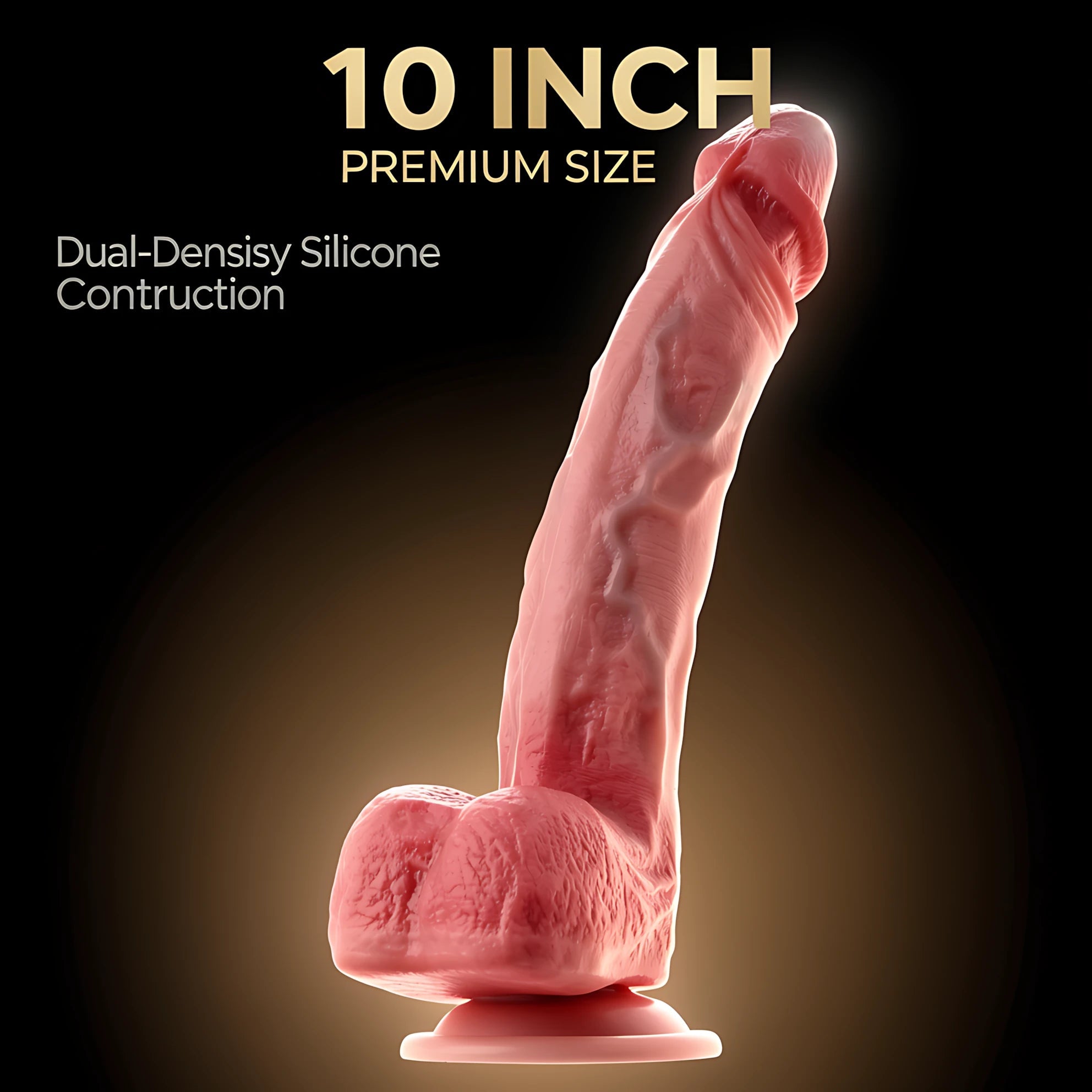 Kstert 10 Inch Dildo – Realistic Dual Density Silicone with Suction Cup Base - Mairalea