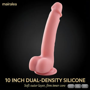 Kstert 10 Inch Dildo – Realistic Dual Density Silicone with Suction Cup Base - Mairalea