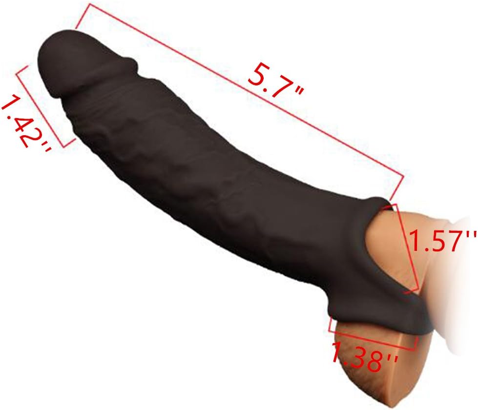 Newly Double Open Silicone Sleeve Extension Sheath Extender for Men Male Enhancement Extension Sleeve Cover (Black, 8 in) - Mairalea