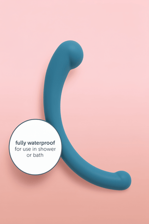 plusOne Dual Vibrating Arc Personal Massager, Made of Body-Safe Silicone, Waterproof, USB Rechargeable Vibrator for Women and Men, Teal - Mairalea