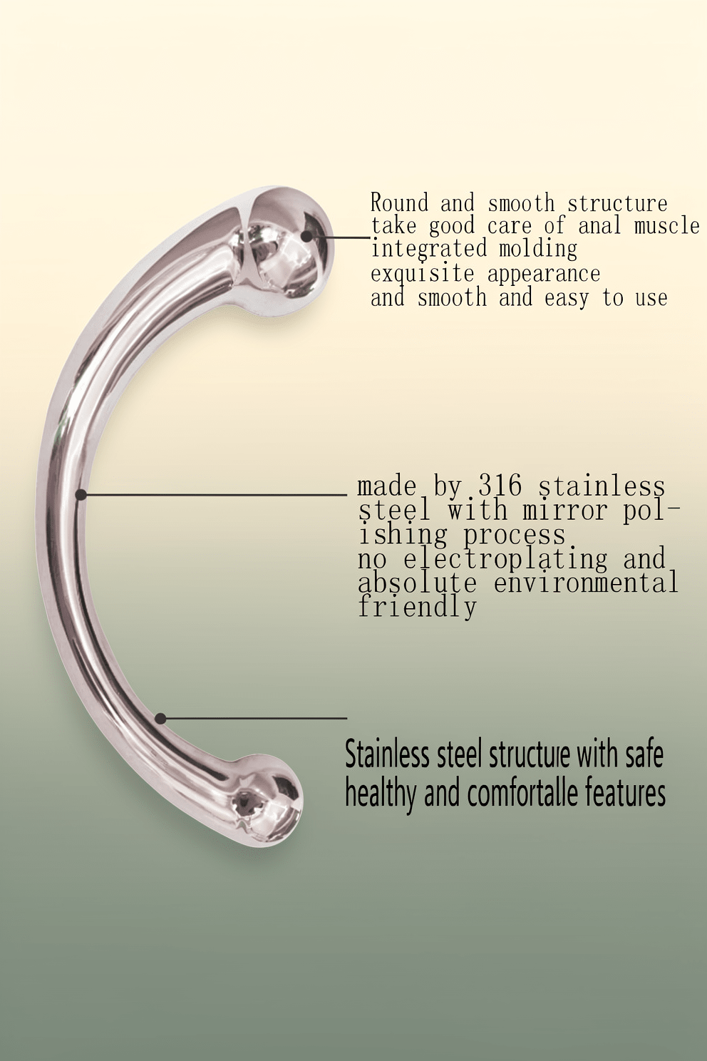 Pure G Spot Metal Wand Anal Prostate Massage Stick Polished Steel Massager Hard Dildo 692 G - Mairalea