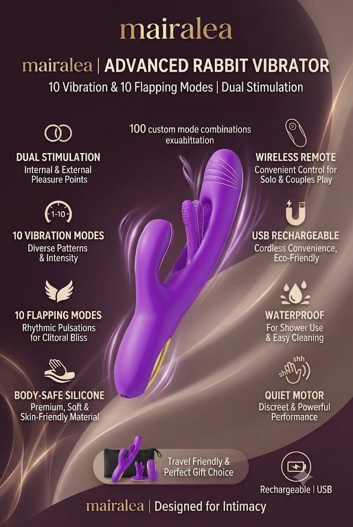 Rabbit Vibrator Dildo 3-in-1 | G-Spot & Clitoral Tongue Licking Stimulator - Mairalea