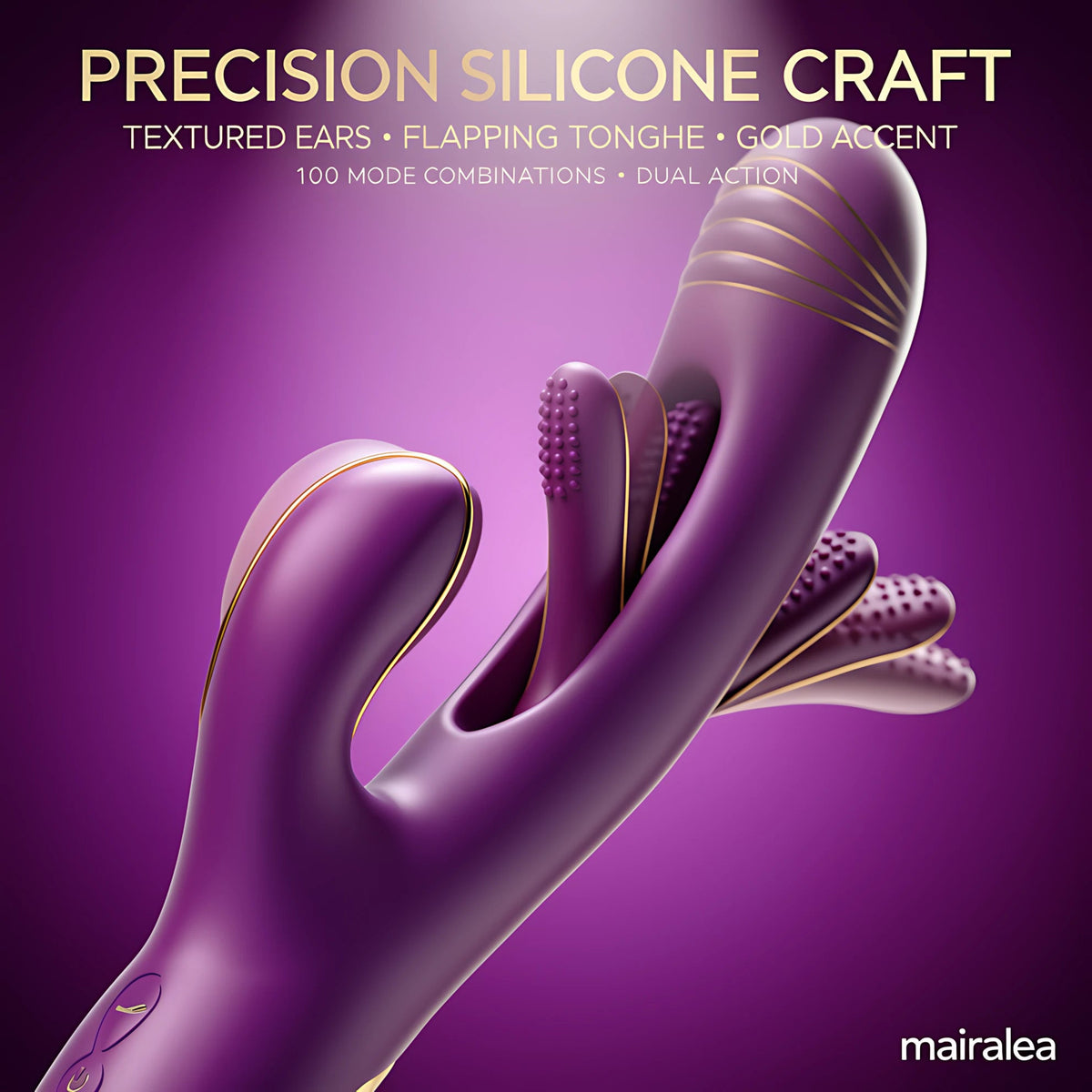 Rabbit Vibrator Dildo 3-in-1 | G-Spot & Clitoral Tongue Licking Stimulator - Mairalea