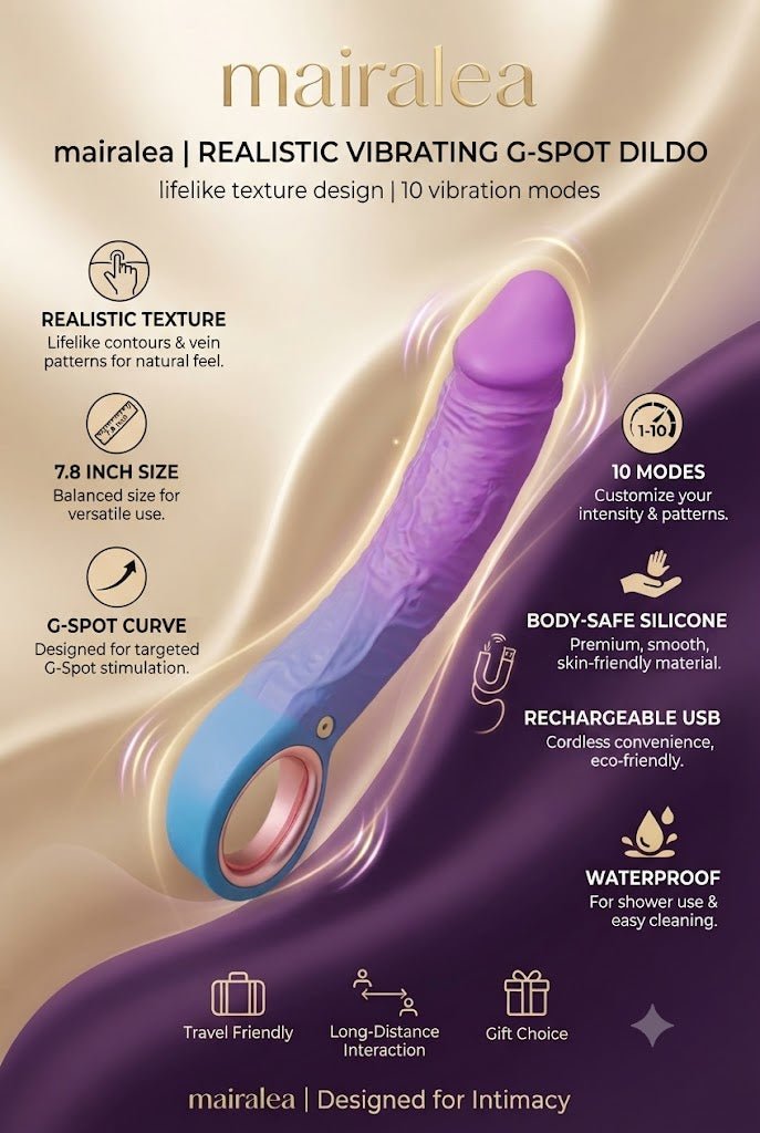 Realistic Dildo Vibrating 7.8 Inch | G-Spot & Clitoral Stimulator Toy - Mairalea