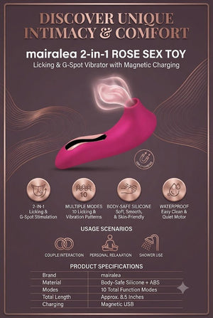 Rose Sex Toy | Clitoral Suction & G Spot Vibrator for Women & Couples - Mairalea