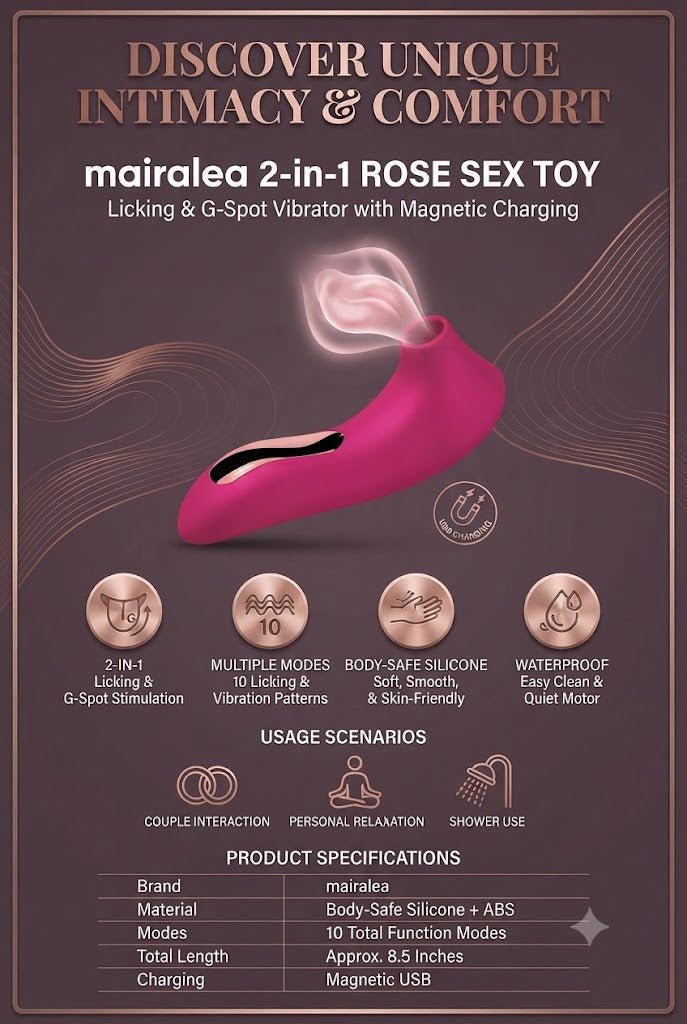 Rose Sex Toy | Clitoral Suction & G Spot Vibrator for Women & Couples - Mairalea