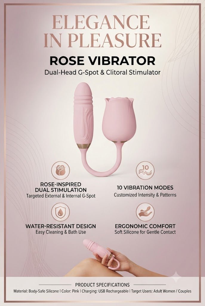 Rose Vibrator | Dual Head Sucking G-Spot & Clitoral Stimulator for Women - Mairalea