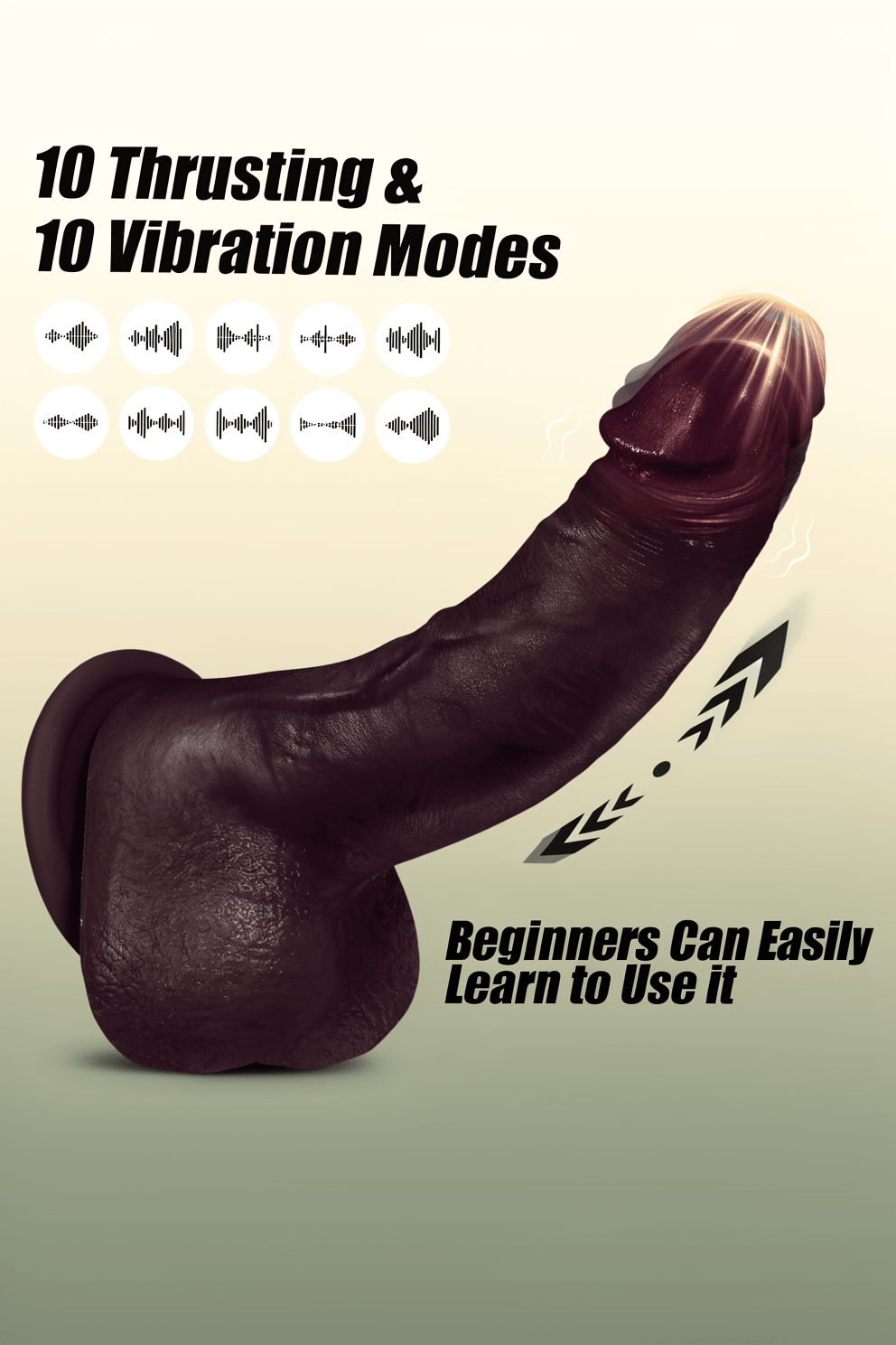 Sex Toys Thrusting Dildo Vibrator, Lifelike Heated Silicone Black Penis with 10 Thrusting & 10 Vibrating Modes for clit Anal stimulater, Realistic G Spots Dildos Adult Sex Toy for Women Couple Play - Mairalea