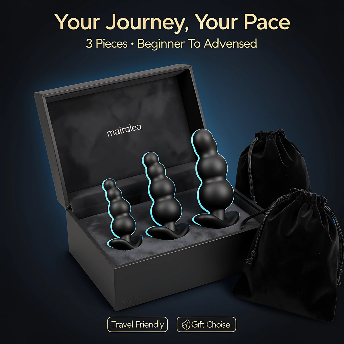 Silicone Anal Beads Set – 3-Piece Progressive Anal Training Kit - Mairalea