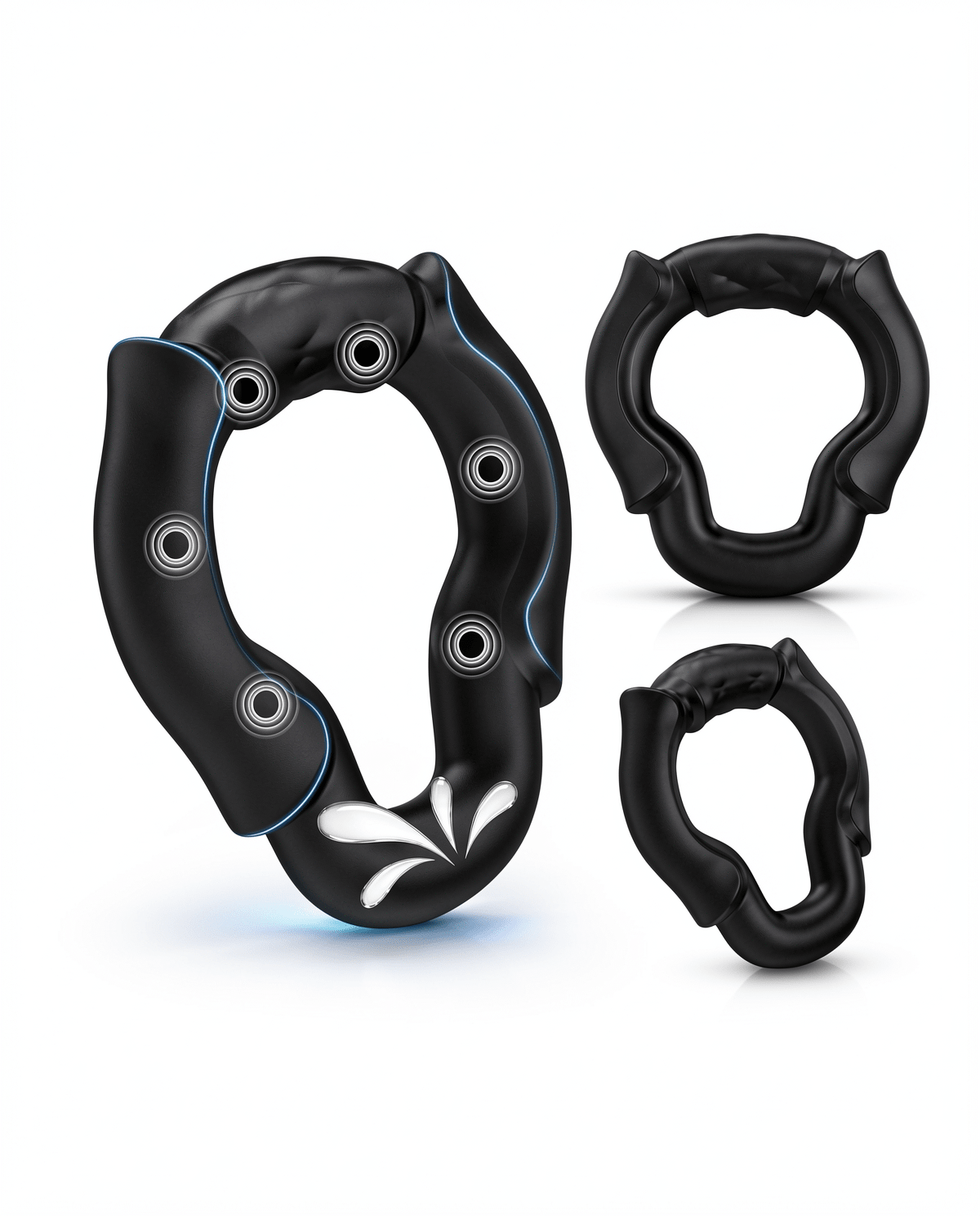 Silicone Cock Ring Set for Men, 3 Sizes Open Tip Rings, No-Blockage Erection Support & Couples Toy - Mairalea