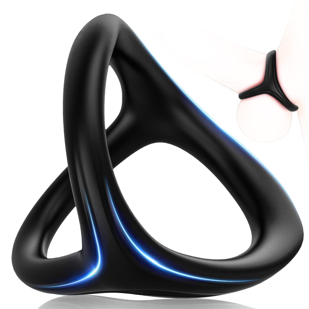 Silicone Penis Ring for Men, Adorime 3 in 1 Ultra Soft Stretchy Cock Ring Penis Enlargers Erection Tool, Sex Toy for Men - Mairalea