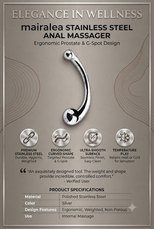 Stainless Steel Anal Massager - Pure G Spot Metal Wand Prostate Massage Stick 692g - Mairalea