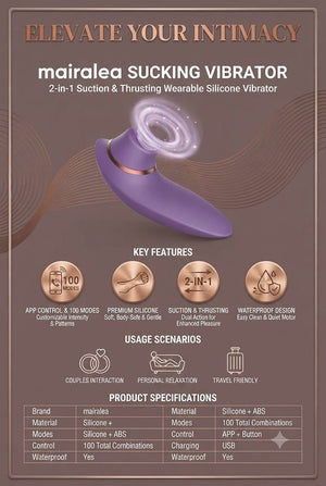 Sucking Vibrator | Clitoral Sucker & G Spot Stimulator, 9 Modes Waterproof Sex Toy - Mairalea