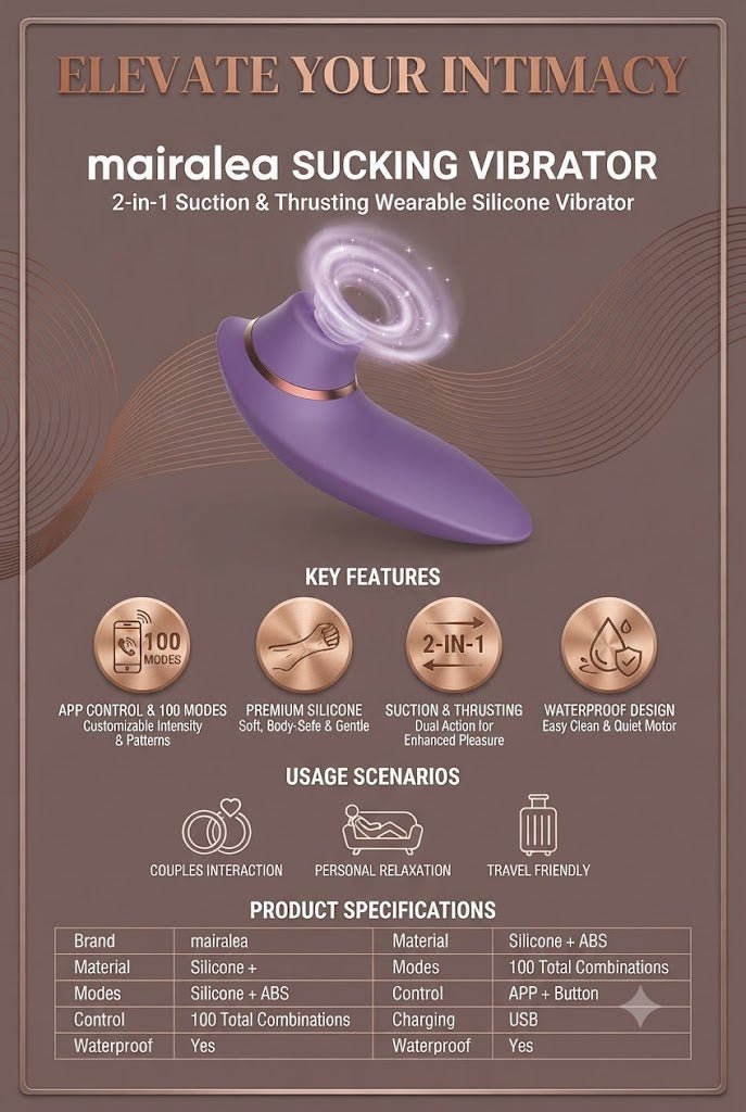Sucking Vibrator | Clitoral Sucker & G Spot Stimulator, 9 Modes Waterproof Sex Toy - Mairalea