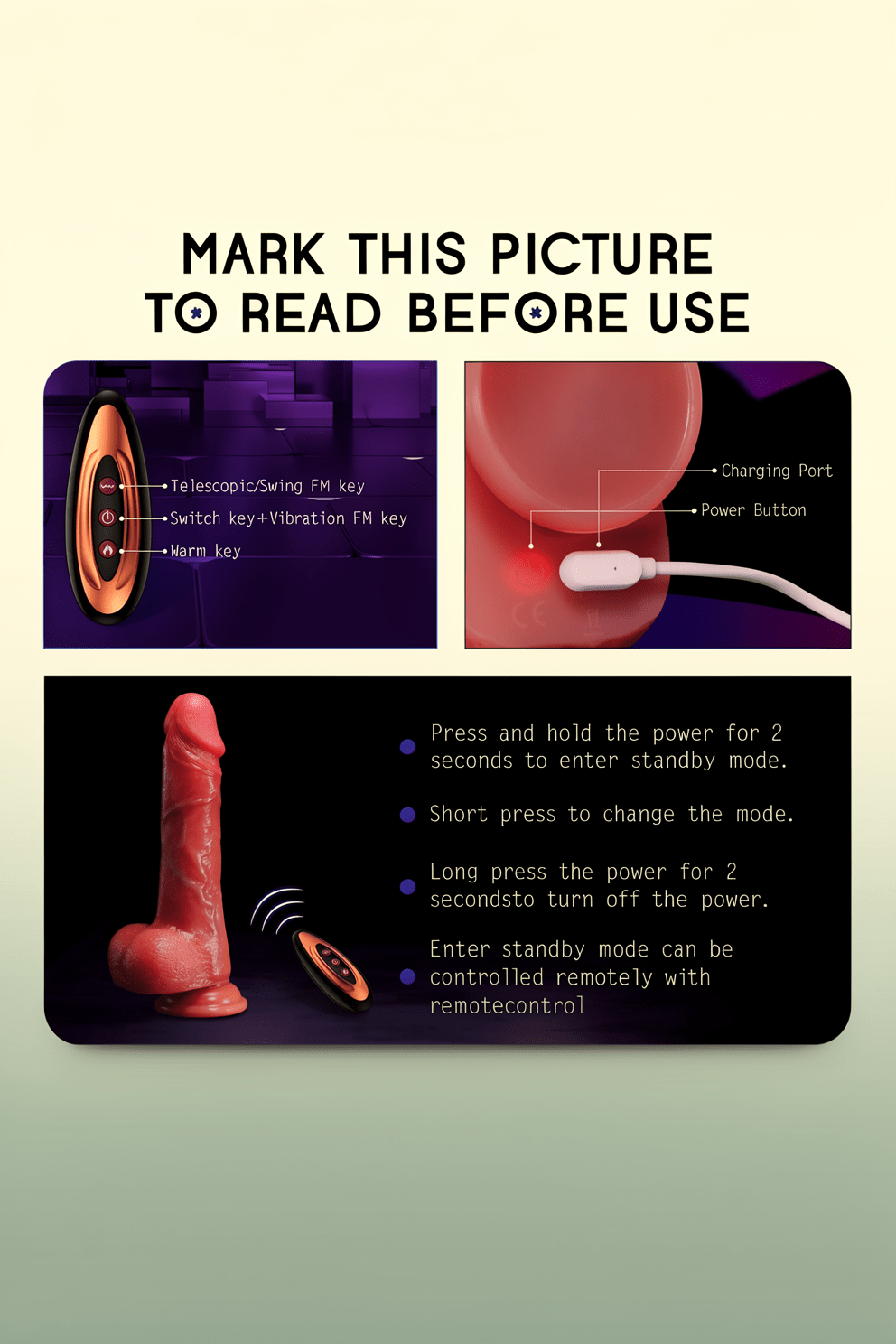 Thrusting Dildo Vibrator Sex Toys - Realistic Silicone Dildos Sex Toy for G-Spot & Clit Stimulation, 8 Thrusting, 10 Vibrating & Heating Modes, Remote Control Blowjob Dildo for Women & Couple - Mairalea