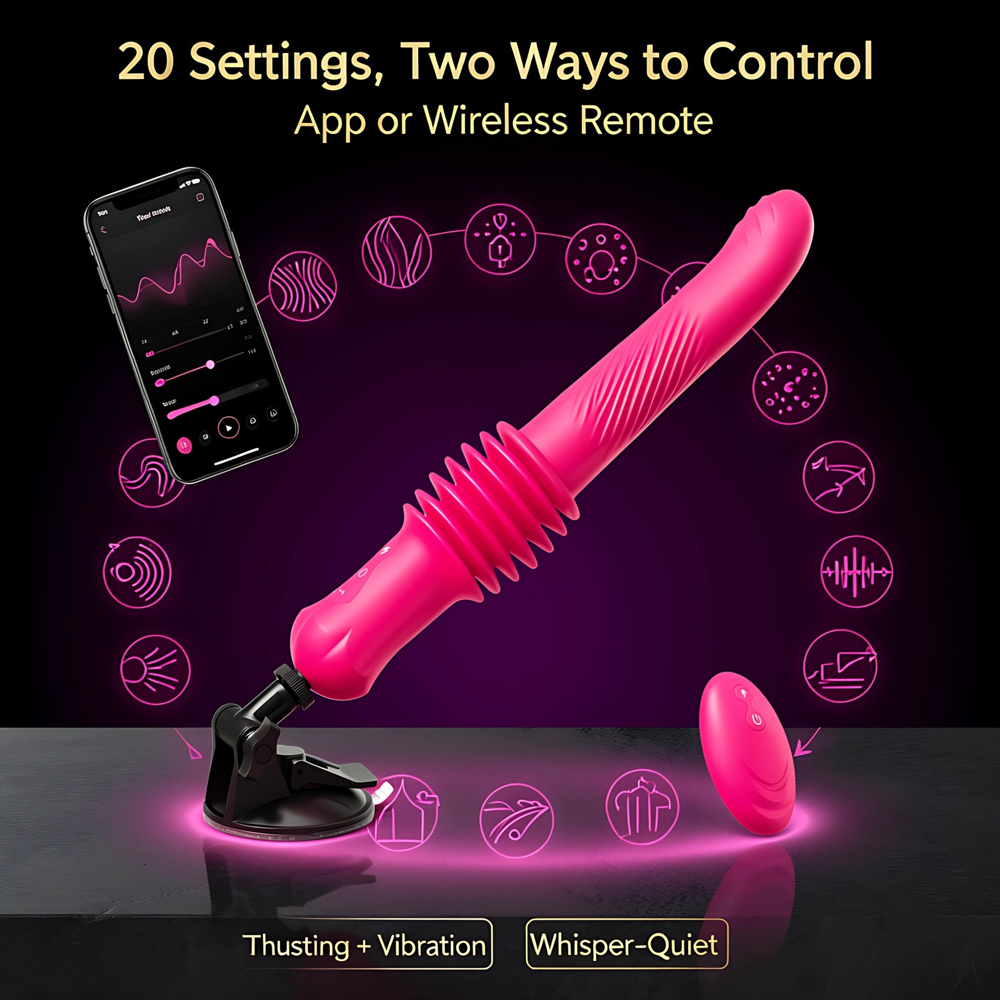 Thrusting Dildo with Automatic Motion, Vibration & APP Control - Mairalea