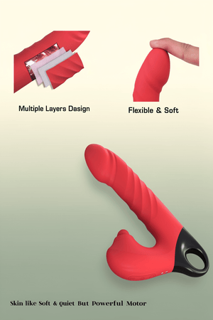 Thrusting Vibrating Dildo, 3 in 1 Female G Spot Vibrator with Clitoral Stimulator, Women Adult Sex Toys 3 Thrust 5 Pulsating 10 Vibrating Modes, YUKZEN Rabbit Sex Toy Dildo for Women Couples Pleasure - Mairalea