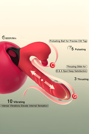 Thrusting Vibrating Dildo, 3 in 1 Female G Spot Vibrator with Clitoral Stimulator, Women Adult Sex Toys 3 Thrust 5 Pulsating 10 Vibrating Modes, YUKZEN Rabbit Sex Toy Dildo for Women Couples Pleasure - Mairalea