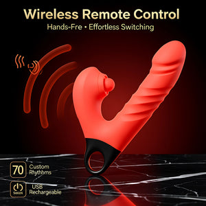 Thrusting Vibrating Dildo 3-in-1 G Spot Rabbit Vibrator with Clitoral Stimulator, 18 Modes Sex Toy - Mairalea