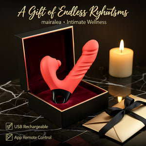 Thrusting Vibrating Dildo 3-in-1 G Spot Rabbit Vibrator with Clitoral Stimulator, 18 Modes Sex Toy - Mairalea