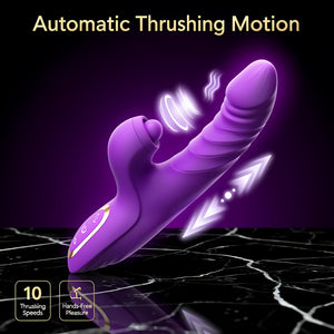 Thrusting Vibrator Rabbit Dildo with Dual Motor & Remote Control - Mairalea