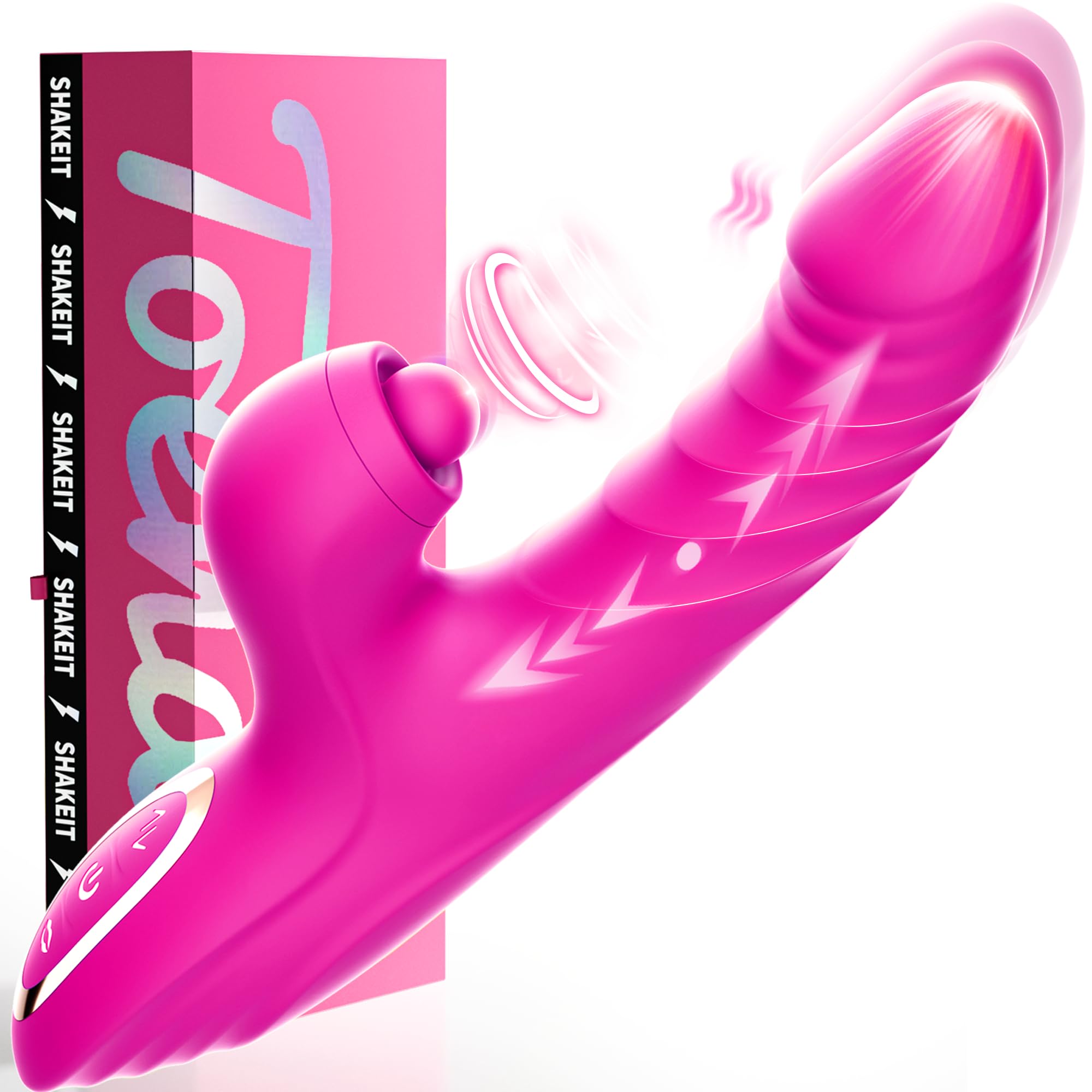 Toendi Thrusting Dildo Rabbit Vibrator for Women, G Spot Clitoral Vibrators | 10 Vibration Modes, 7 Thrusting Modes, Licking Function, G Spot & Clitoral Stimulation, For Couples Adult Sex Toys Games - Mairalea