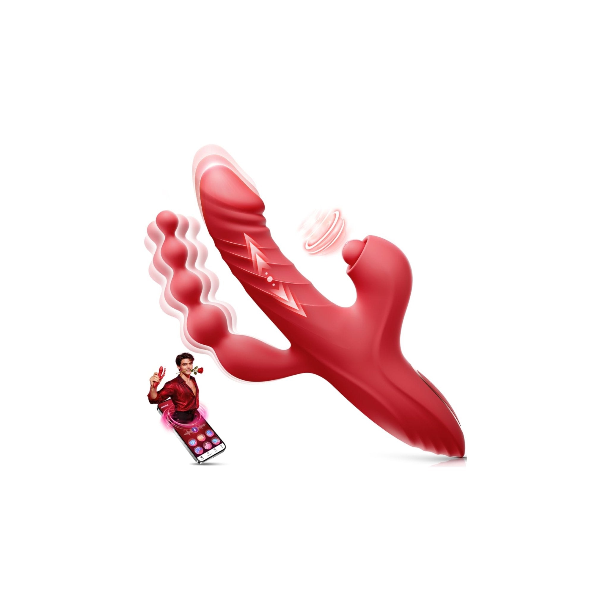 Toendi Thrusting Dildo Rabbit Vibrator for Women, G Spot Clitoral Vibrators | 10 Vibration Modes, 7 Thrusting Modes, Licking Function, G Spot & Clitoral Stimulation, For Couples Adult Sex Toys Games - Mairalea