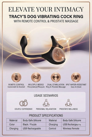 Tracy's Dog Vibrating Cock Ring - 9-Speed Prostate Massager & P-Spot Stimulator for Men & Couples - Mairalea