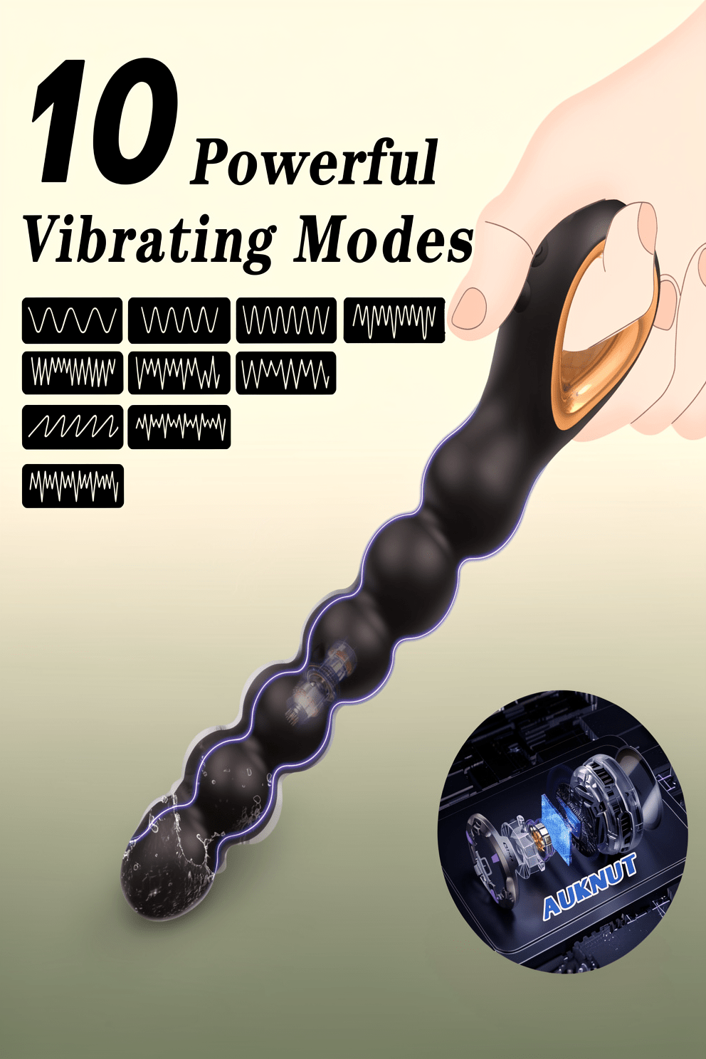 Vibrating Anal Beads Butt Plug, Auknut Rechargeable Flexible Butt Plug Prostate Massager with 10 Vibration Modes Anal Toys, Silicone Anal Beads with Pull Ring Design, Anal Toy for Men Women Couple - Mairalea