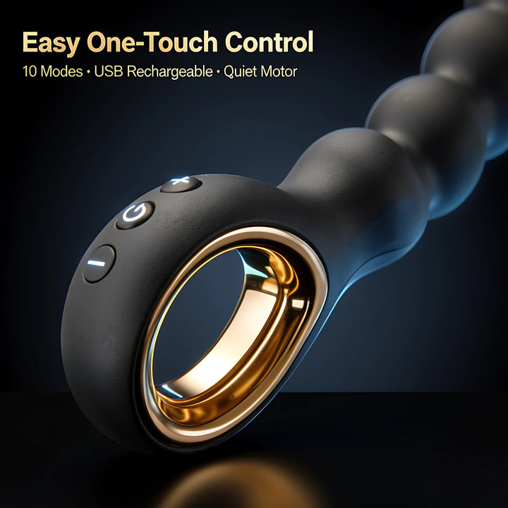 Vibrating Anal Beads Butt Plug | Rechargeable 10 Modes Prostate Massager Silicone Toy - Mairalea