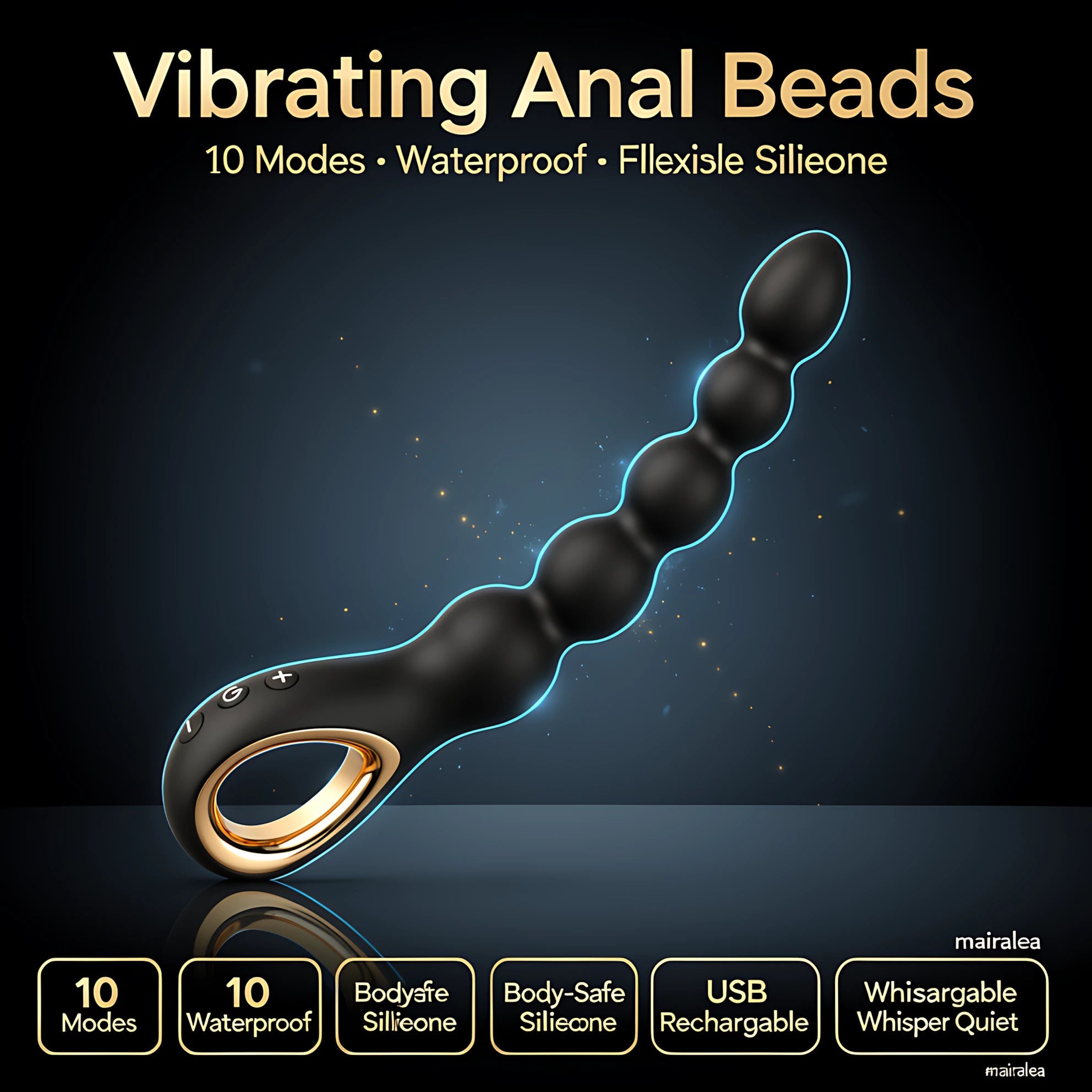 Vibrating Anal Beads Butt Plug | Rechargeable 10 Modes Prostate Massager Silicone Toy - Mairalea