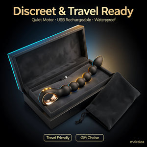 Vibrating Anal Beads Butt Plug | Rechargeable 10 Modes Prostate Massager Silicone Toy - Mairalea