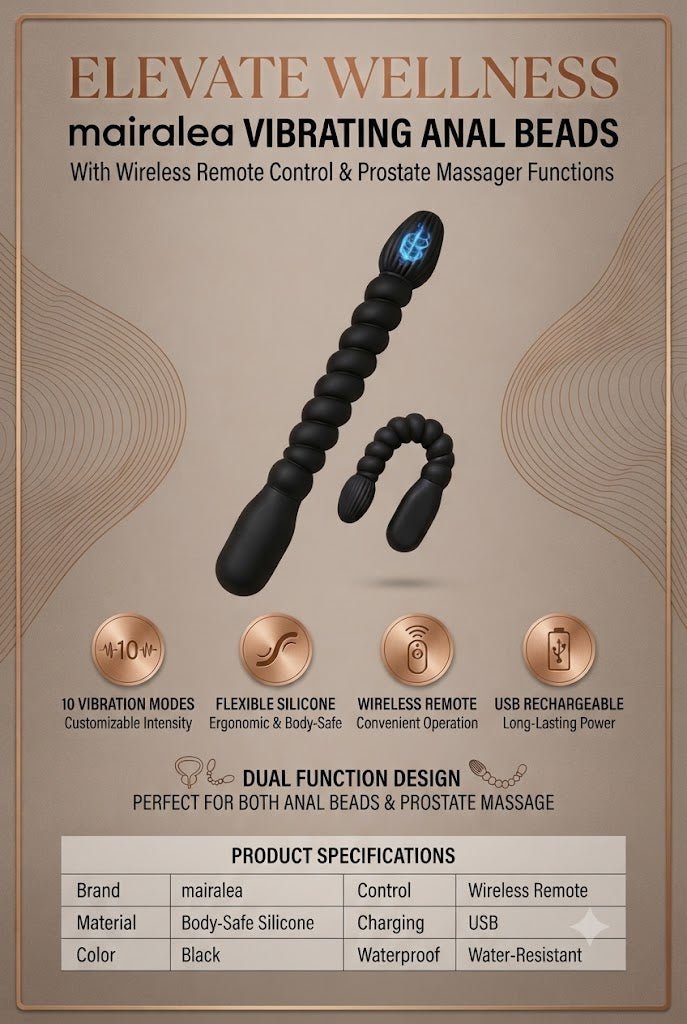 Vibrating Anal Beads | Silicone Butt Plug Anal Training & Prostate Massager Toy - Mairalea