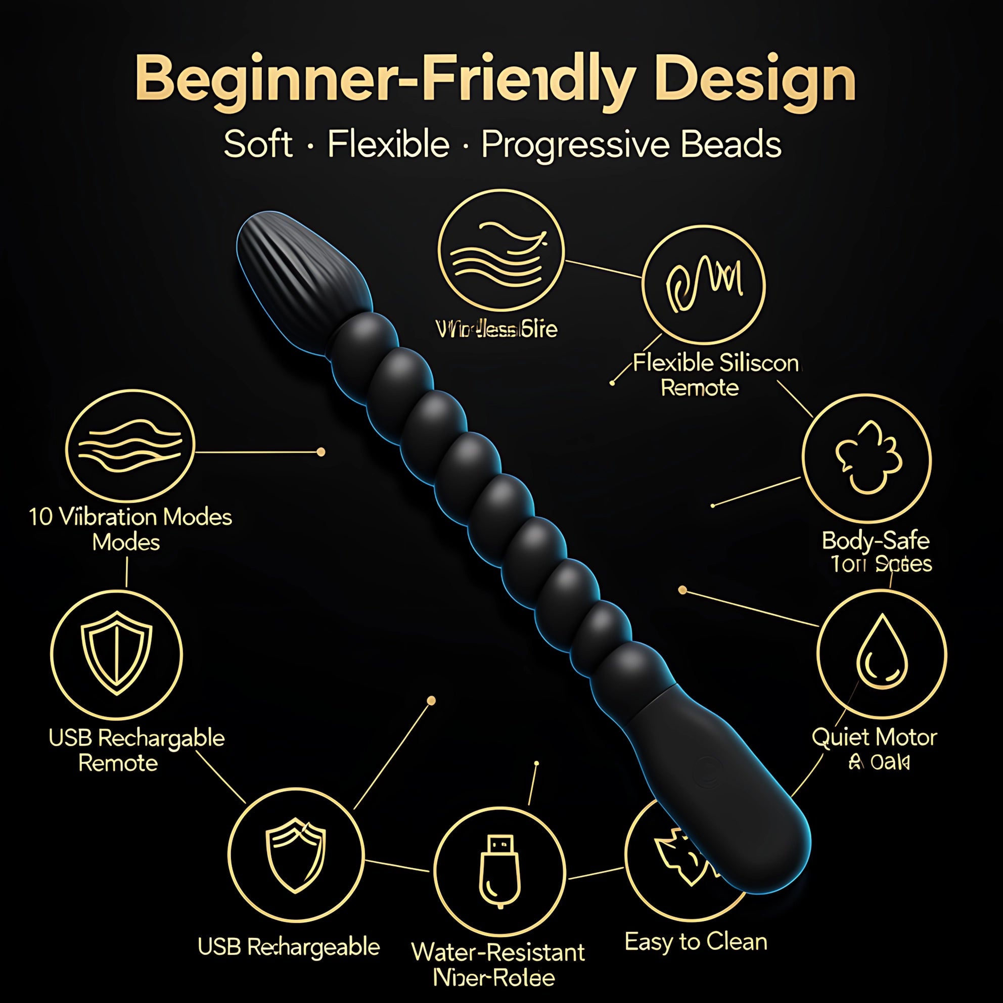 Vibrating Anal Beads | Silicone Butt Plug Anal Training & Prostate Massager Toy - Mairalea