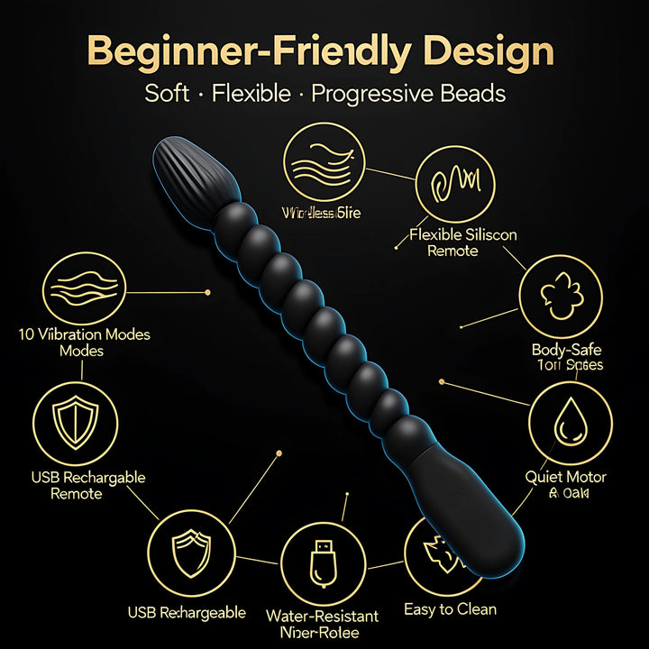 Vibrating Anal Beads | Silicone Butt Plug Anal Training & Prostate Massager Toy - Mairalea