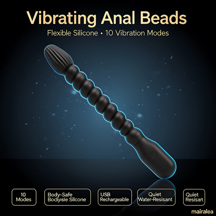 Vibrating Anal Beads | Silicone Butt Plug Anal Training & Prostate Massager Toy - Mairalea