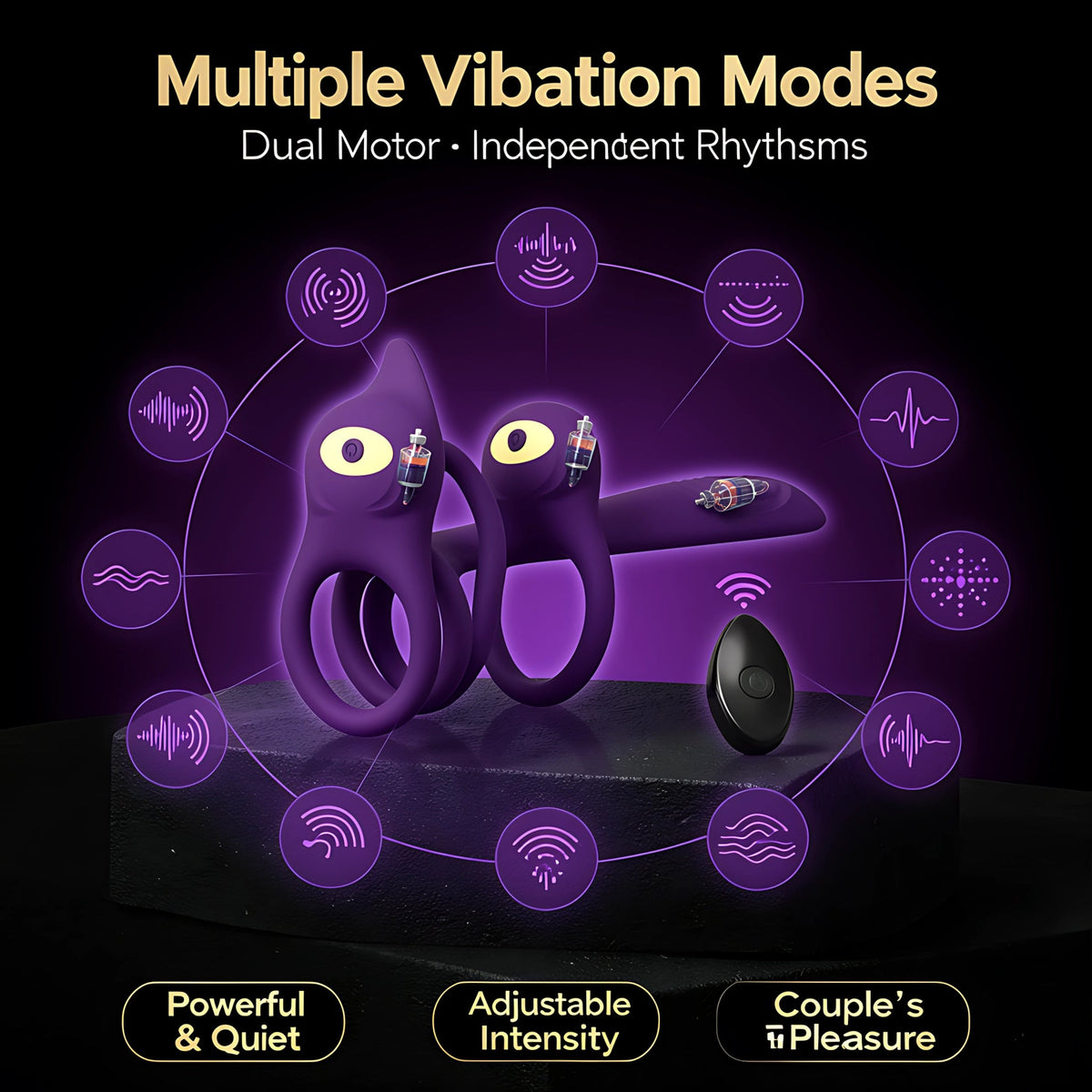 Vibrating Cock Ring Couples Sex Toy, Dual Ring Vibrator with Clitoral & G-Spot Stimulation - Mairalea