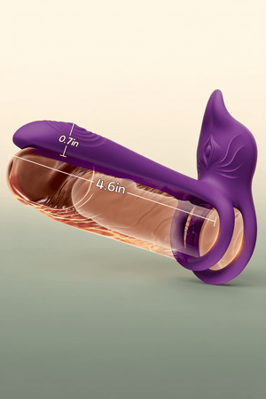 Vibrating Cock Ring Couples Sex Toys - MOOLIGIRL Dual Penis Ring Vibrator with Fox-Shaped Clitoral Stimulator & 4.6in G Spot Vibrator, 10 Vibration Adult Toys for Men Women, Nipple Clamps Toy Jewlery - Mairalea